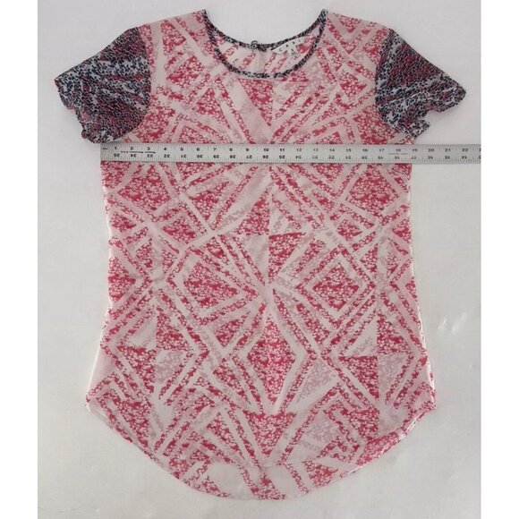 CAbi Women's Coquette Geometric Floral Sheer Top Blouse Size Sm, Preppy Career - Picture 8 of 8